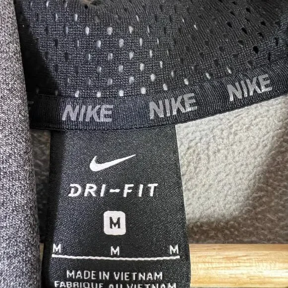 Nike Dri-Fit Hoodie Mens M Gray Swoosh Pullover Athletic Logo Sportswear Gym - Picture 4 of 5